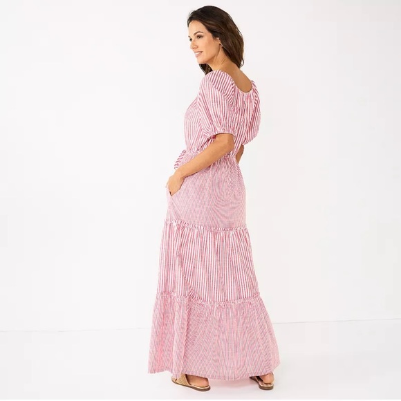 NWOT DRAPER JAMES RSVP Short Sleeve Tiered Maxi Dress Size Small - Picture 2 of 6